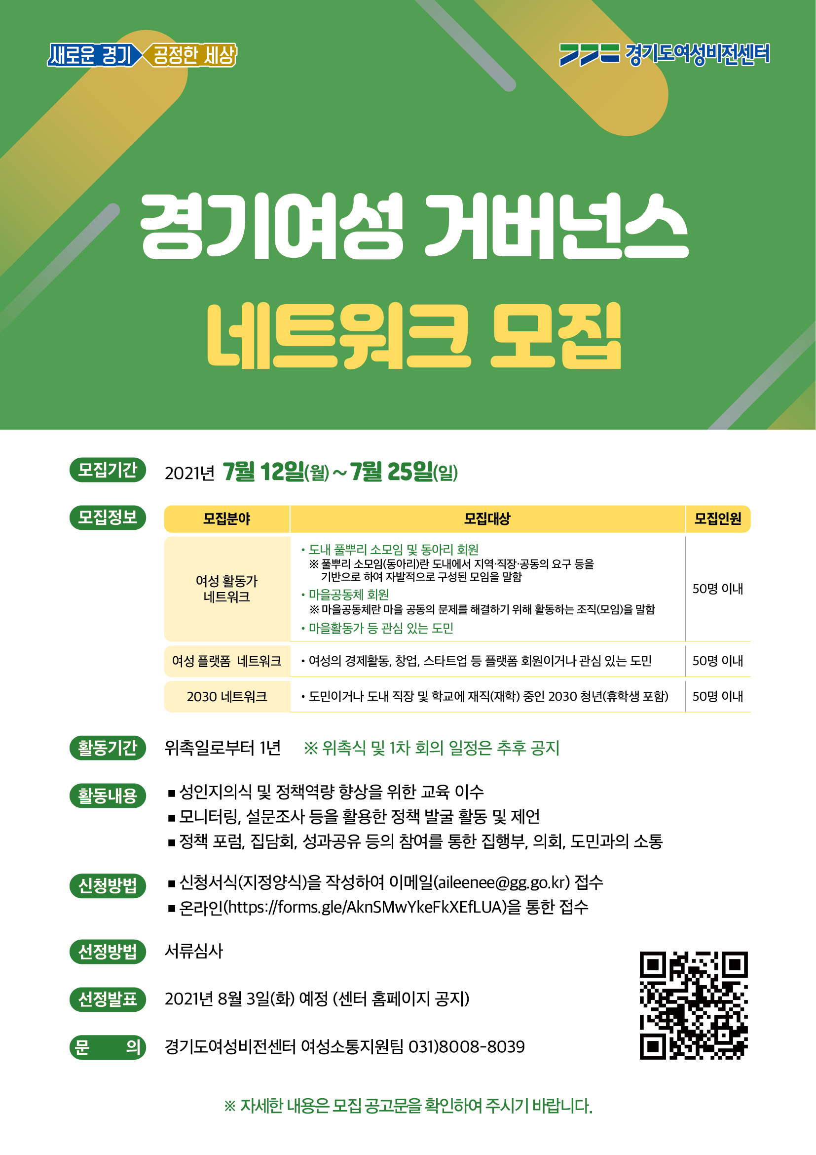 경기여성 거버넌스 네트워크 모집 포스터.jpg