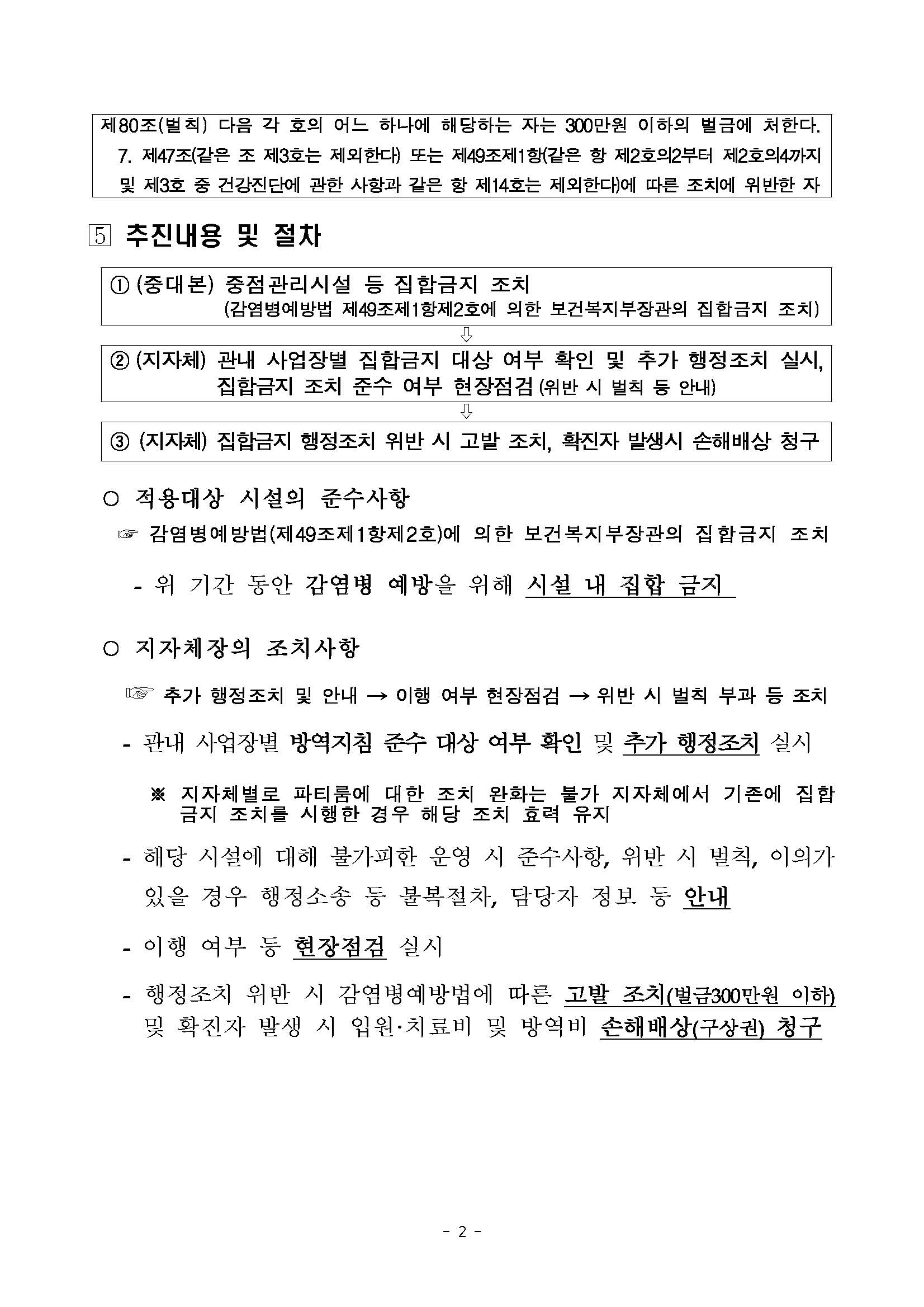 수도권 중점관리시설 등 집합금지 조치의 자세한 설명은 아래의 설명 참조